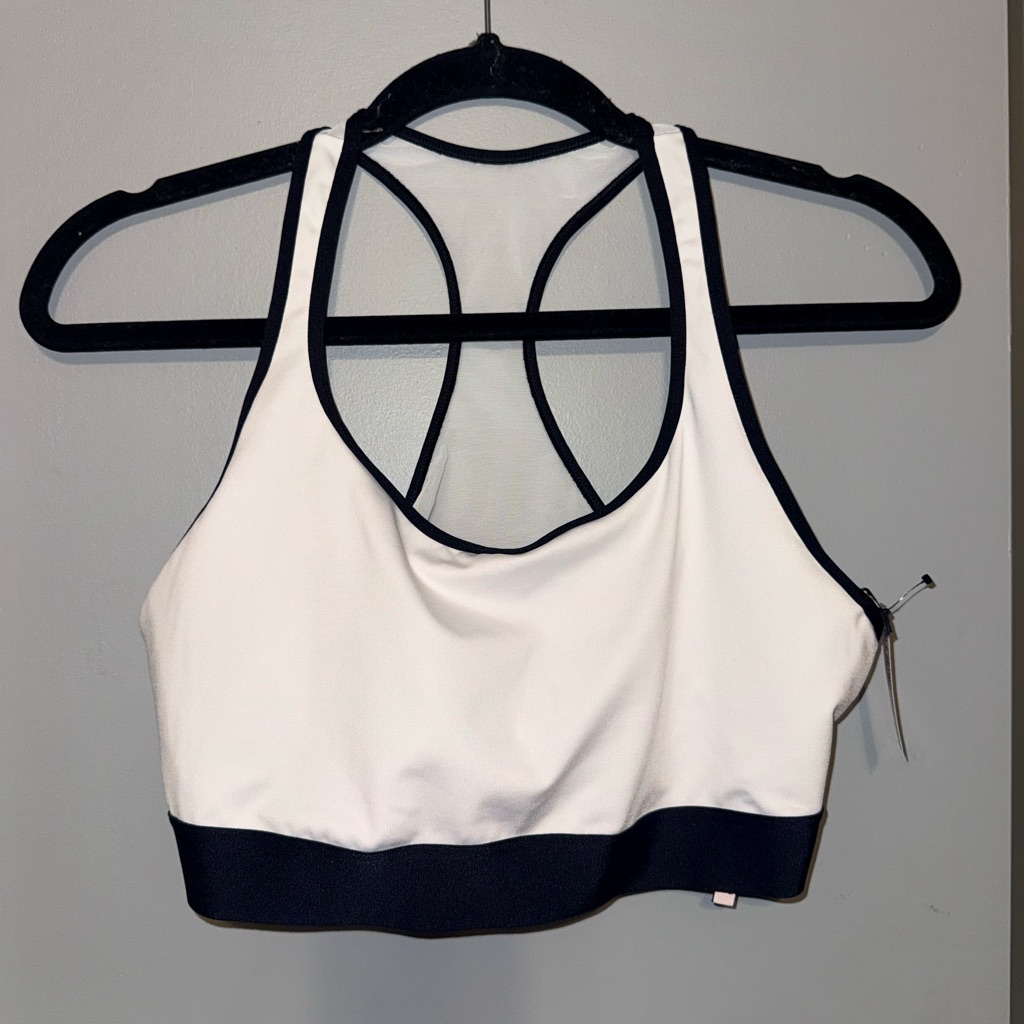 Victoria's Secret White Sports Bra With Black Trim